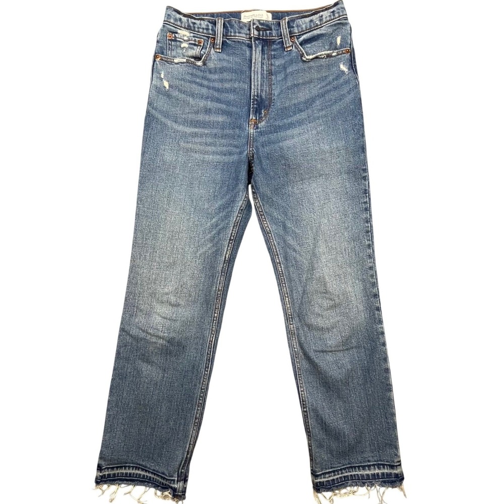Abercrombie & Fitch Blue Ultra High Rise Ankle Straight Jeans Womens 4R
